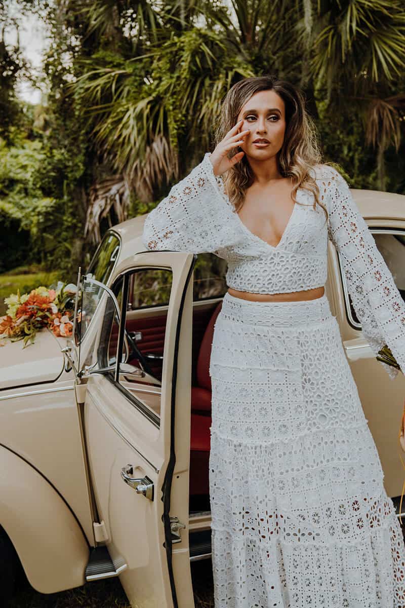 bridal portrait 70s styled shoot collaboration Tampa wedding planner Local Revival and LD Creative Co.